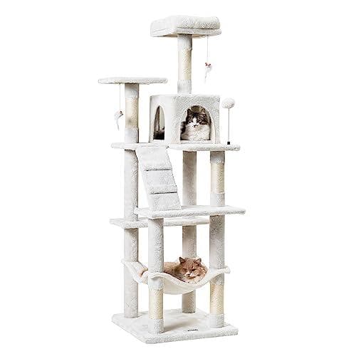 キャットタワー ハンモック 多頭飼い 人気 据え置き スリム設計 大きいハンモッ