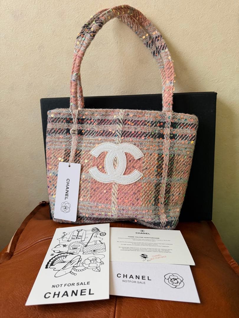 CHANEL ツイードバッグ 中型 ピンク系 シャネル