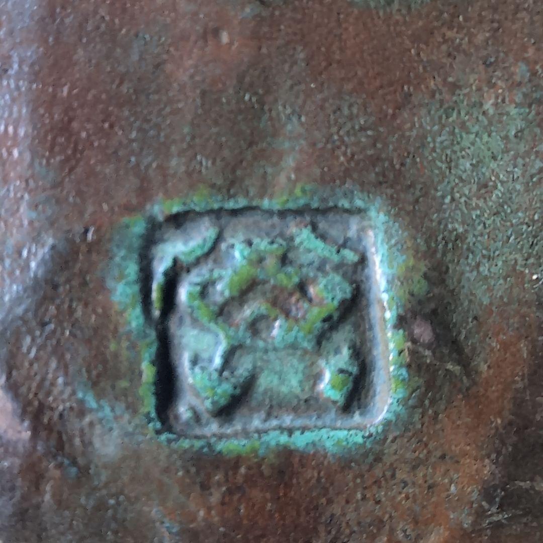 鳥型銅製香合　刻印有り