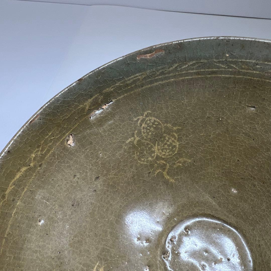 16世紀　高麗青磁白泥象嵌鉢　口径19㎝　東Y7-1003☆2Fトヒサ