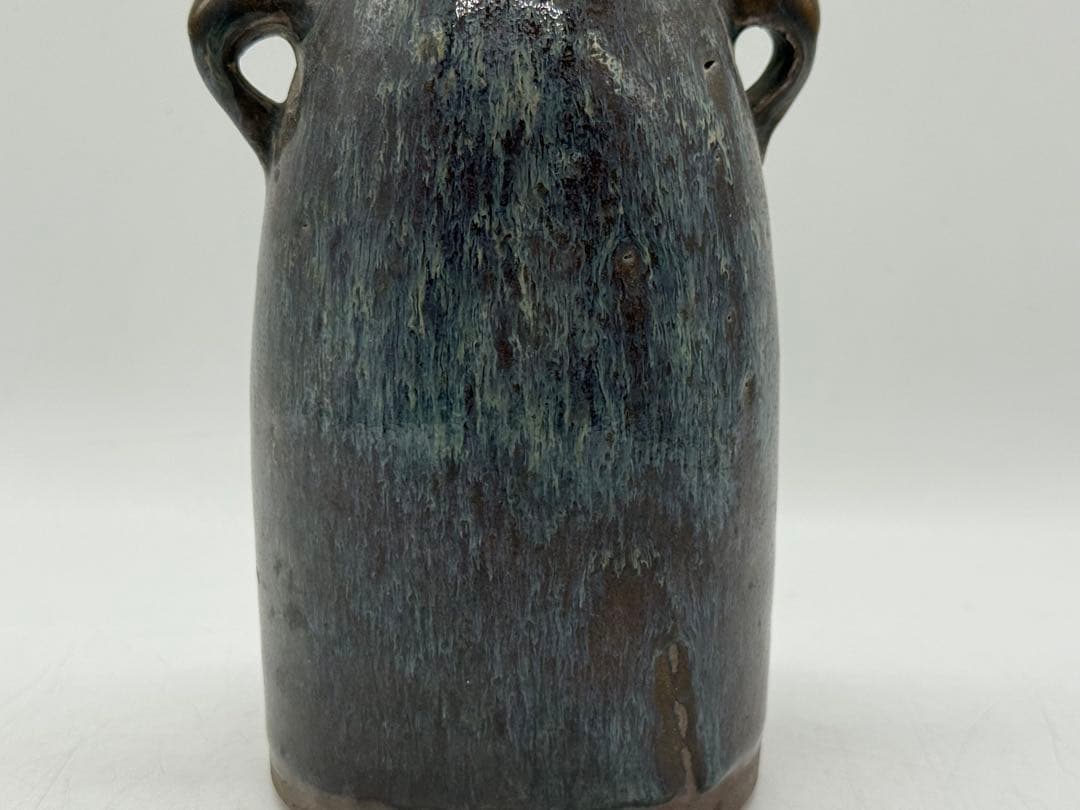 中国　鈞釉象耳瓶　花入　送料込み251130