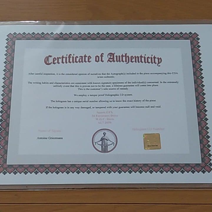 アントワーヌ・グリーズマン(アトレティコ・マドリード)直筆サイン入フォト証明書付