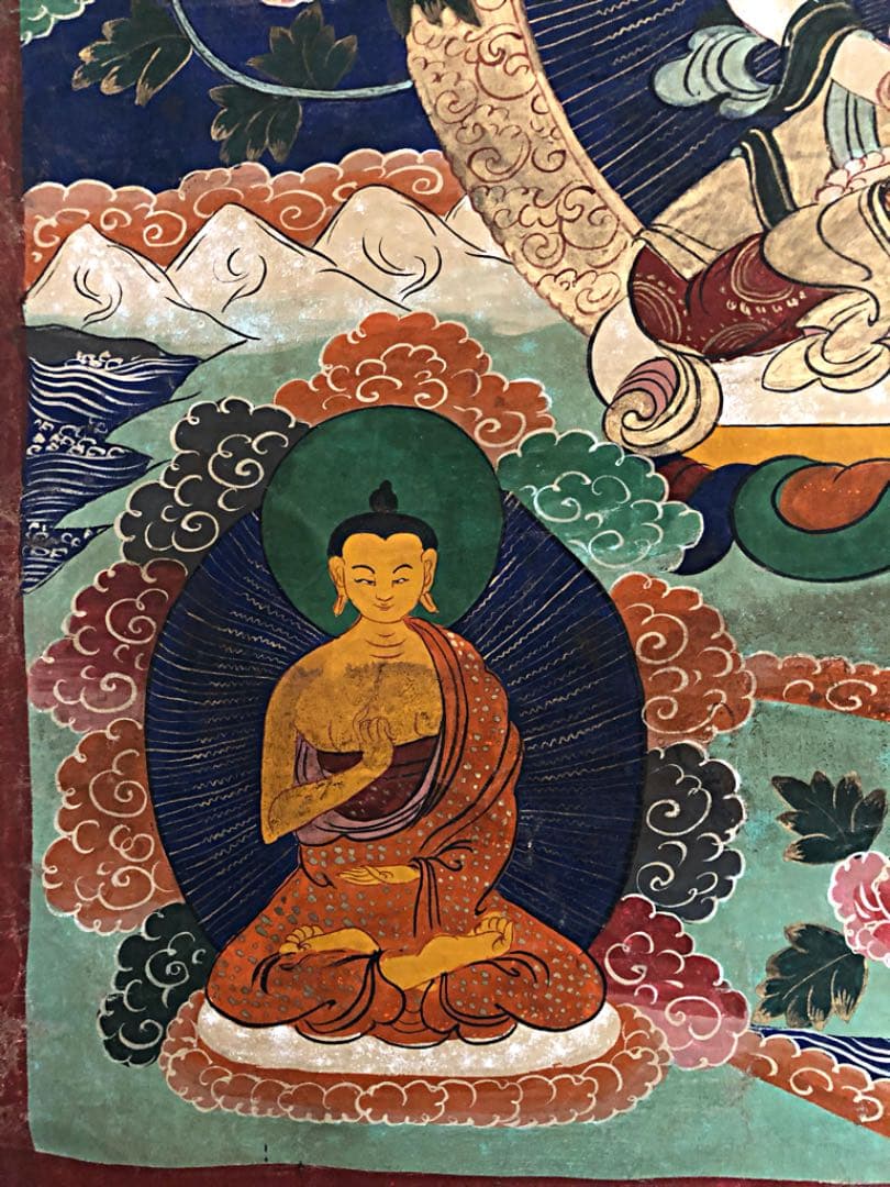 ② 中国 仏教美術 唐物 明代 分院 伝世品 曼荼羅 古玩 タンカ 金彩装飾