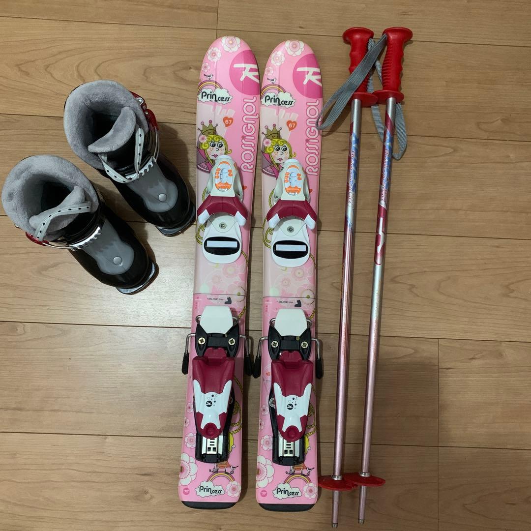 ロシニョールスキー板（67㎝）HEADスキー靴（15.5㎝）、ストック（70㎝）