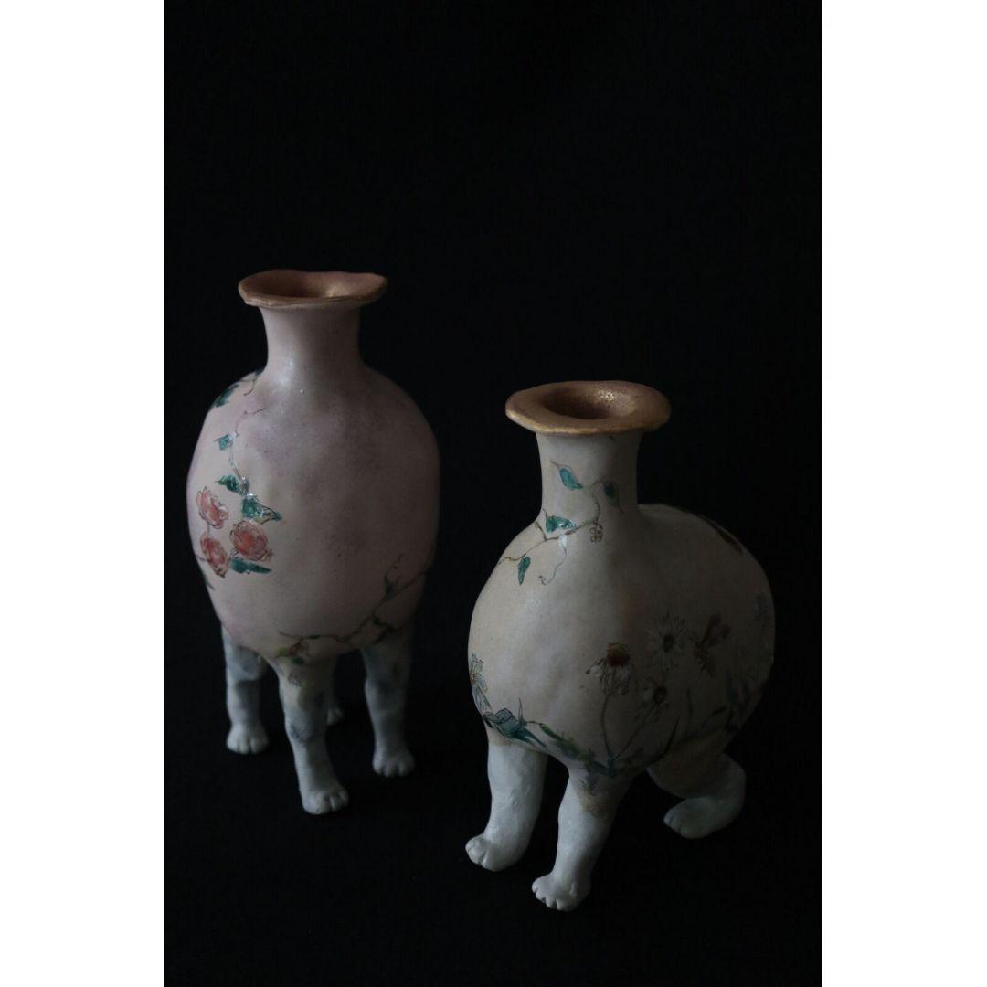 北井真衣さん　アニマルセラピー　壺　九谷焼