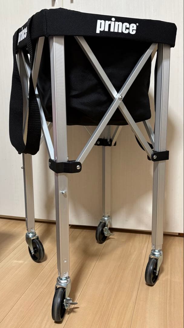 prince コンパクトテニスキャリーカート(カゴ、キャスター、収納袋)付き
