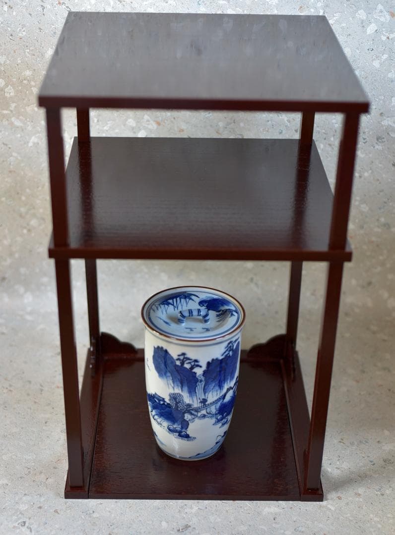 留二重棚【極上品】吸江斎好写　飾り棚　組立式　お茶道具/共箱