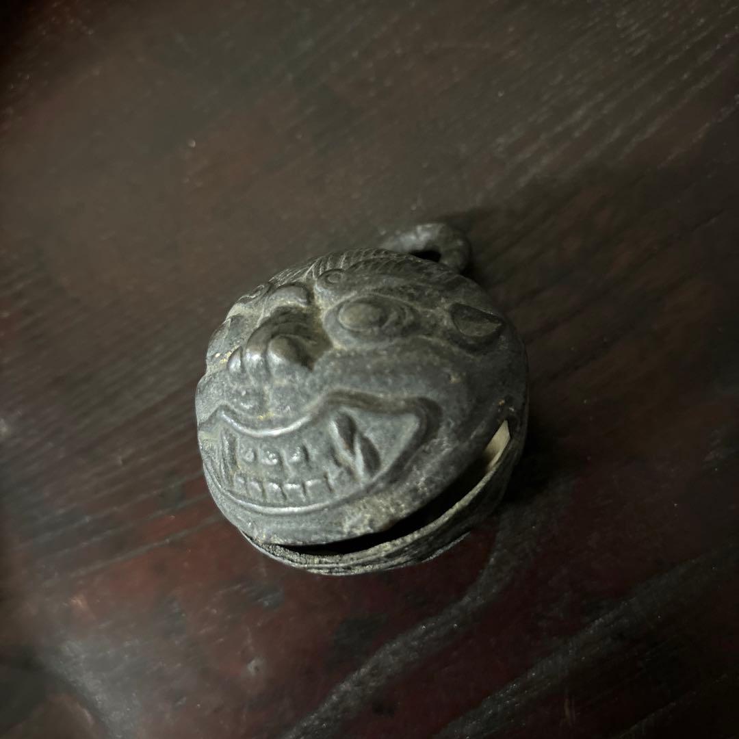 鬼面　鈴　1点　李朝　朝鮮古美術　柄付神鈴 銅鈴 神具 仏教美術　アンティーク