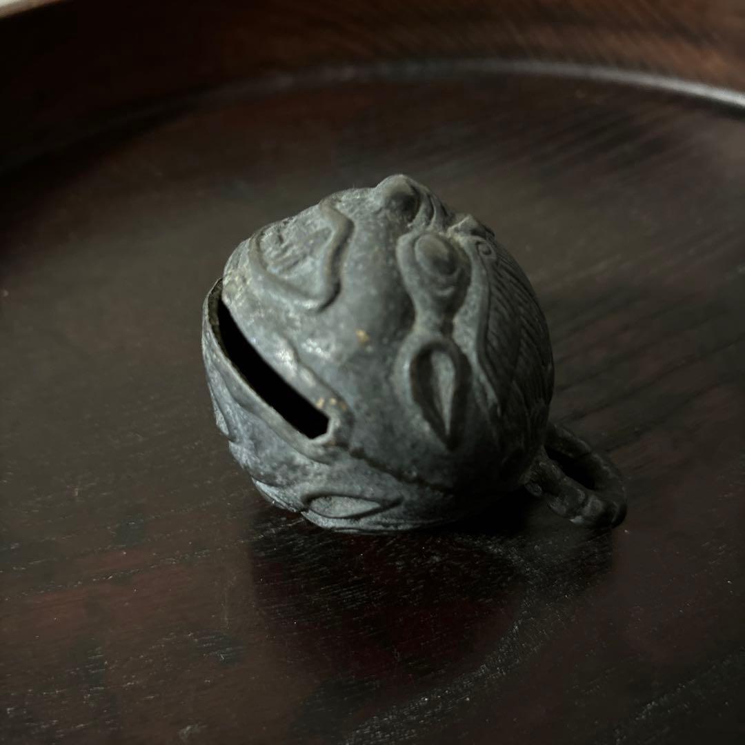 鬼面　鈴　1点　李朝　朝鮮古美術　柄付神鈴 銅鈴 神具 仏教美術　アンティーク