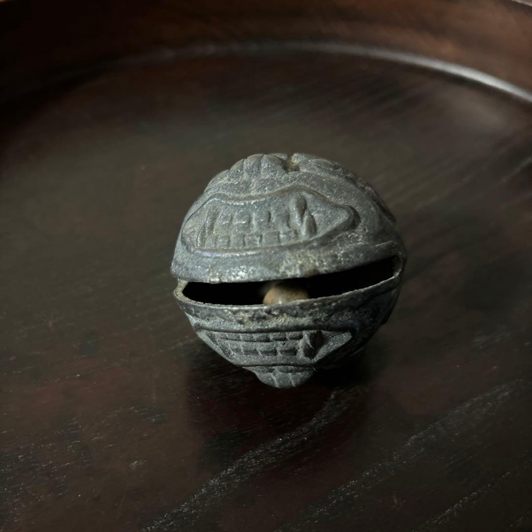 鬼面　鈴　1点　李朝　朝鮮古美術　柄付神鈴 銅鈴 神具 仏教美術　アンティーク
