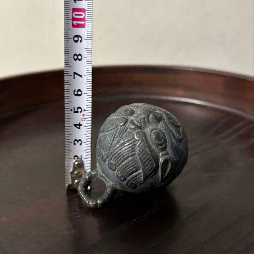 鬼面　鈴　1点　李朝　朝鮮古美術　柄付神鈴 銅鈴 神具 仏教美術　アンティーク