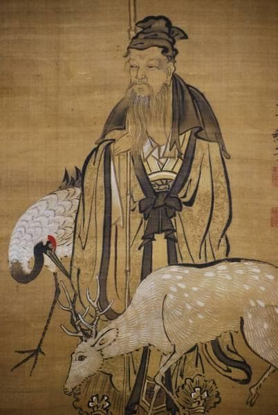 真作/生方網/寿老人図/布袋屋掛軸HC-723