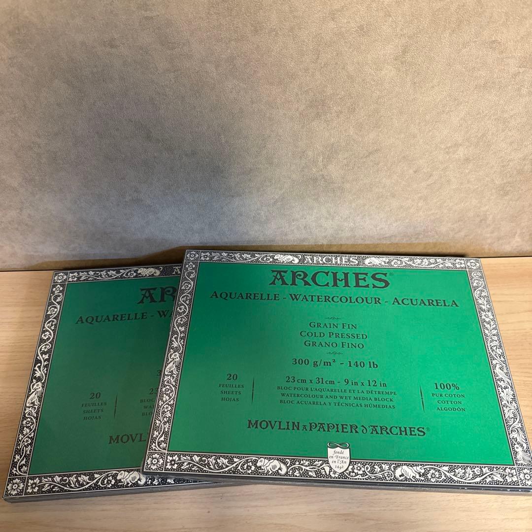 2冊セット　アルシュ水彩紙ブロック 細目300g/ 23×31cm 20枚綴り
