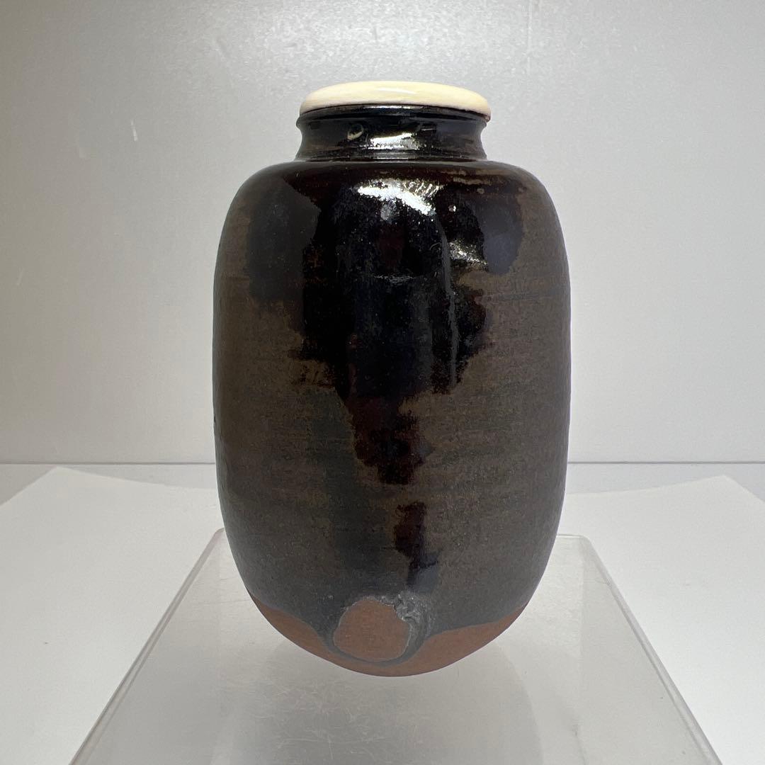 ☆茶3 平安　笹田仁史　在中庵肩衛写　茶入　共箱　h10.5cm