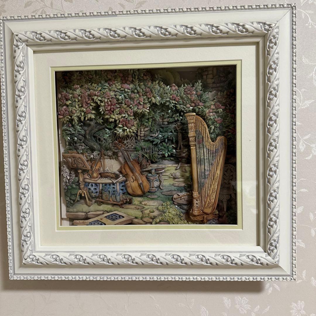 シャドウボックス完成品、額付(つるバラ庭園)