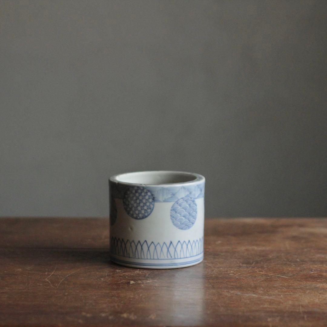 染付 丸紋 筒茶碗 火入 古美術 古伊万里 古道具 アンティーク
