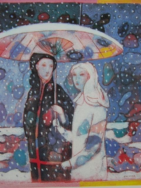 大沼映夫、【初雪】、新品高級額 額装付、希少画集画、状態良好