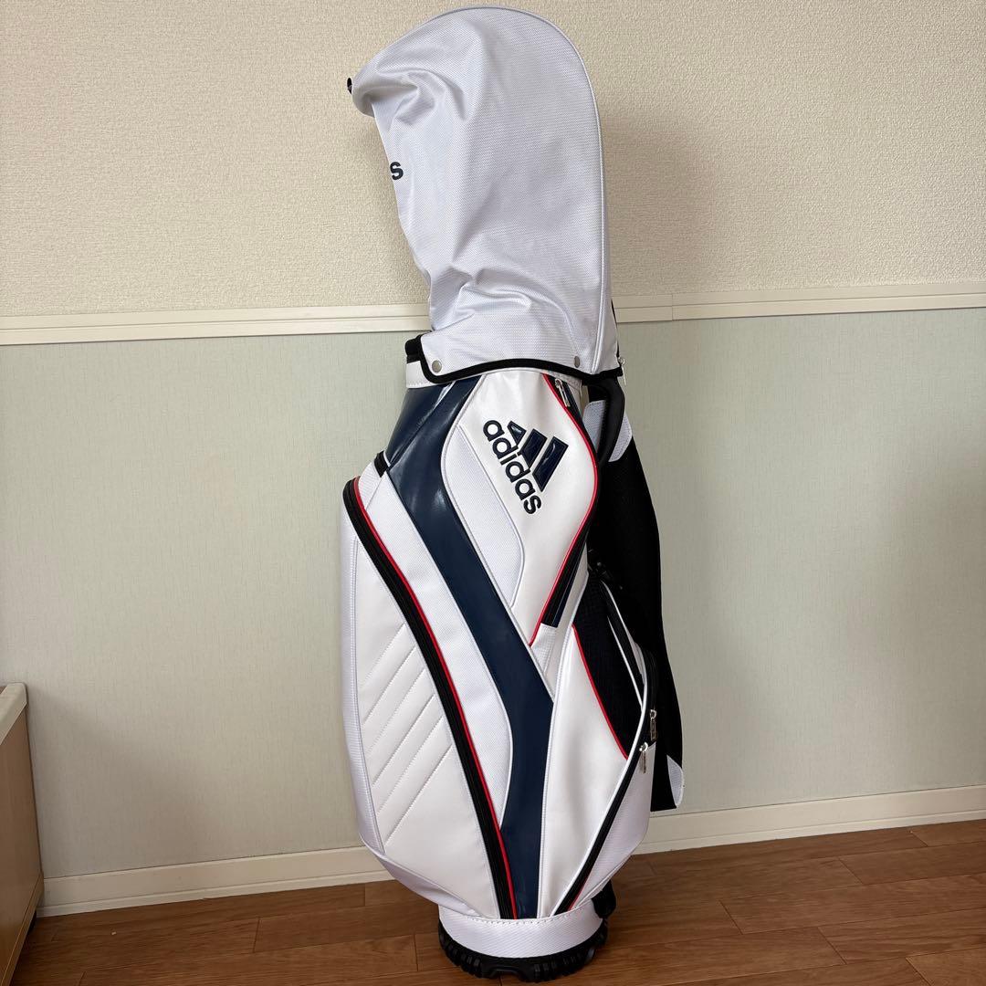 adidas キャディバッグ ホワイト・ネイビー・レッド