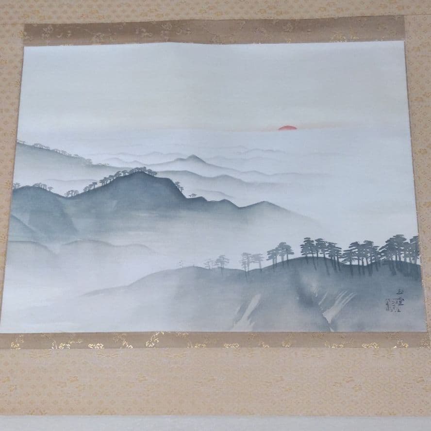 川合玉堂　掛け軸　黎明