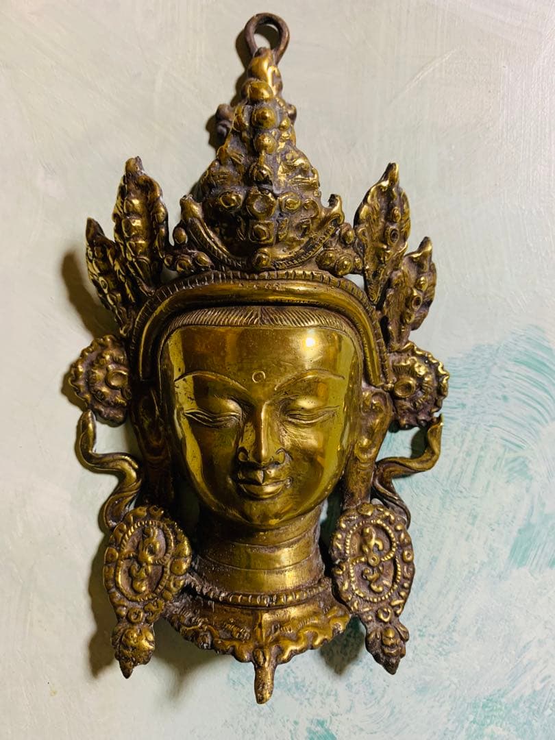 仏像　大日如来　頭部壁掛け　真鍮