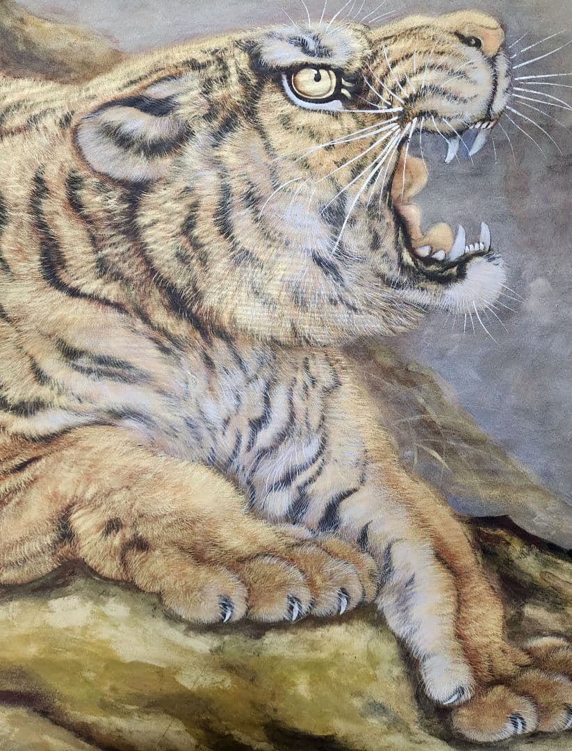 【猛虎図】吉田翠鳳 2629 大幅 大橋翠石門下 共箱 掛け軸　肉筆