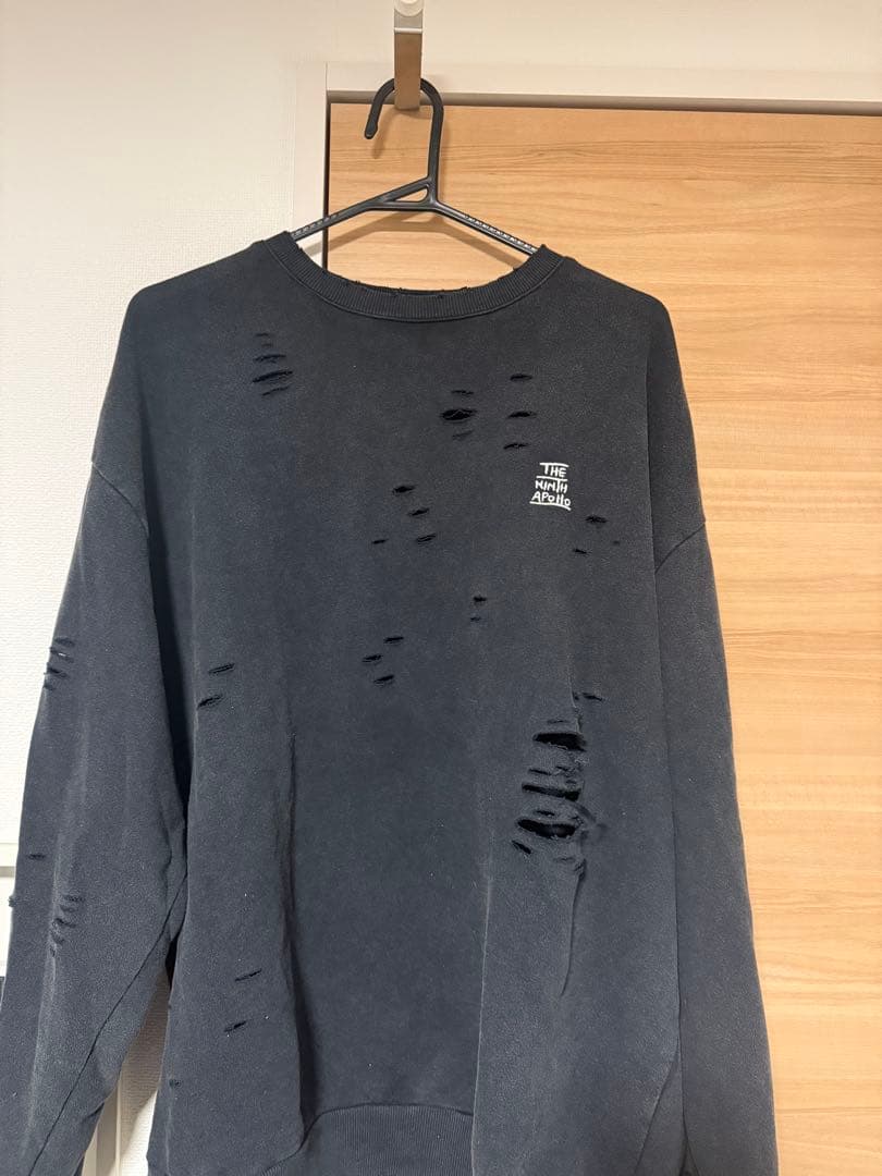 THE NINTH APOLLO ロゴ刺繍ダメージスウェット　フリーサイズ