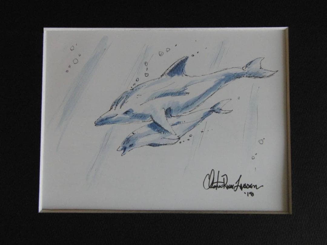 クリスチャン・ラッセン、希少な額装用画集より、新品額装付、状態良好