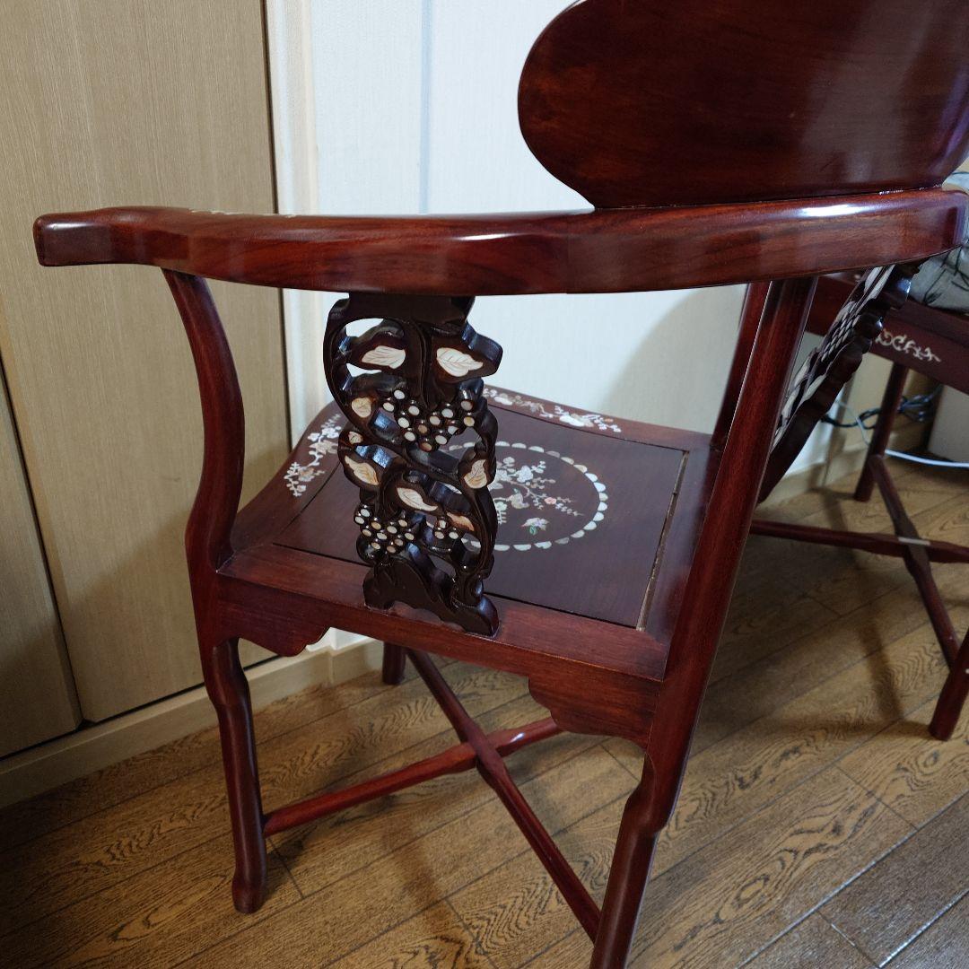 螺鈿細工 木製家具　唐木家具　高級　椅子