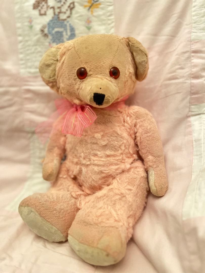 アンティーク ビンテージ イギリス ピンクベア テディベア くま ぬいぐるみ