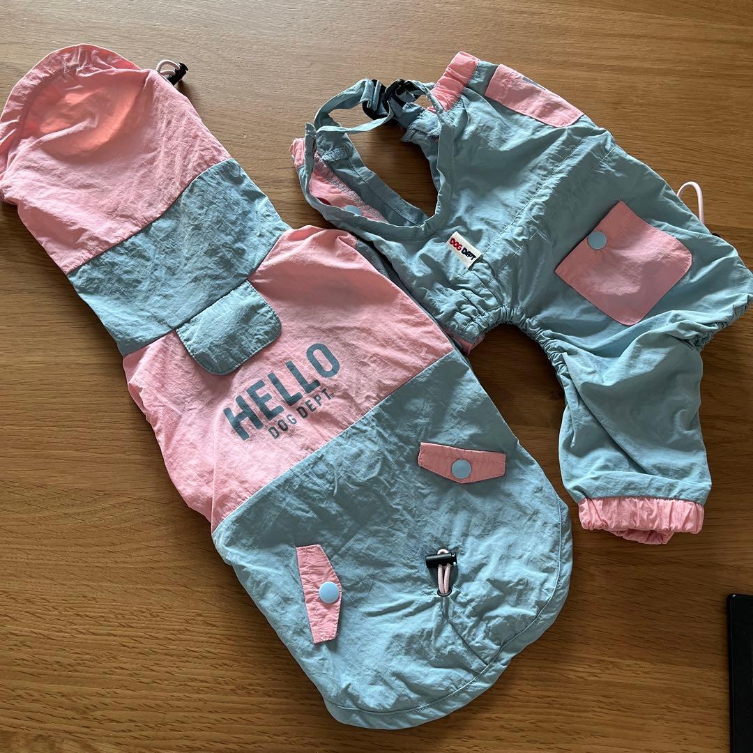 ドッグデプトレインコートセットアップ　撥水スヌードジャケット撥水オーバーオールS