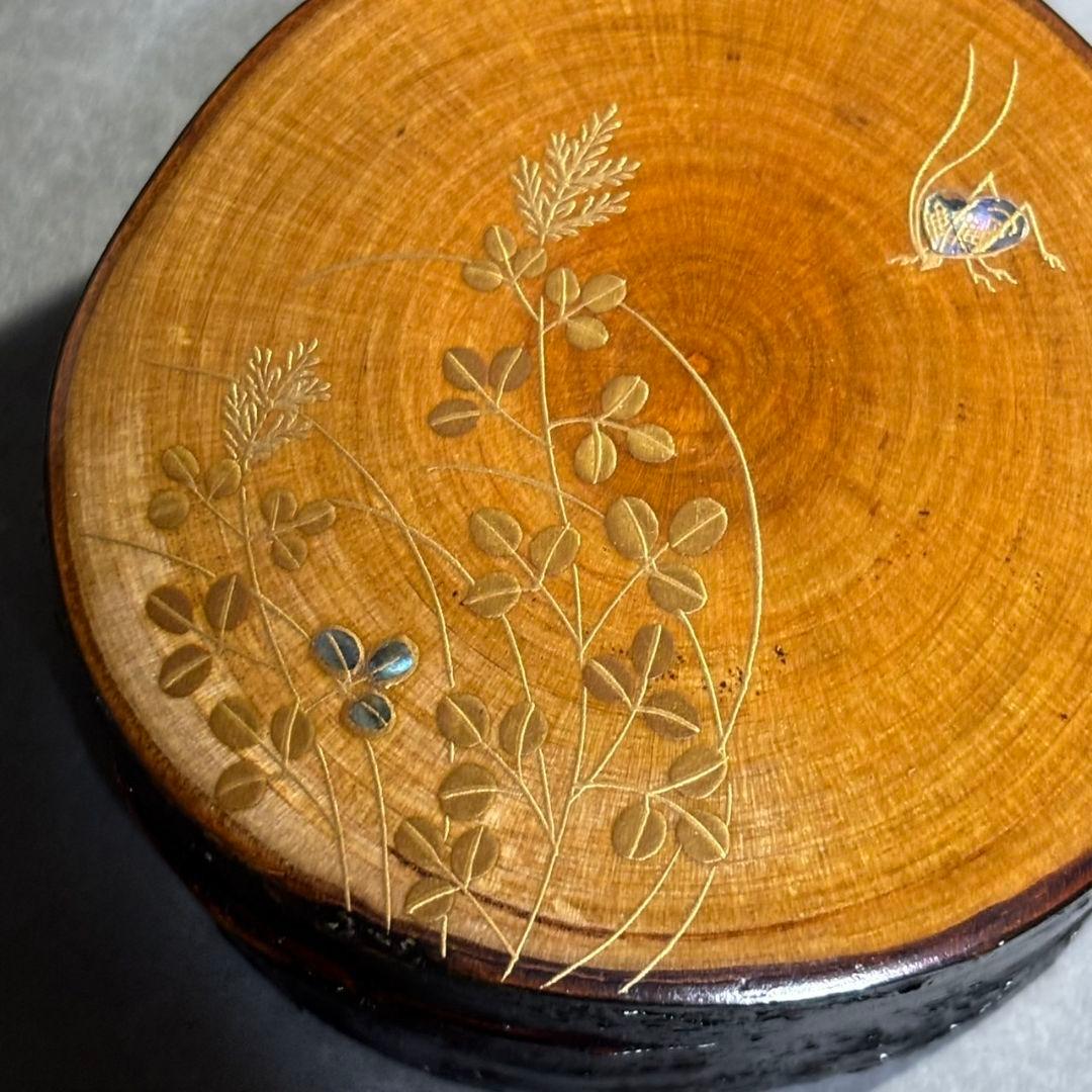 泰園　萩に虫　香合　共箱