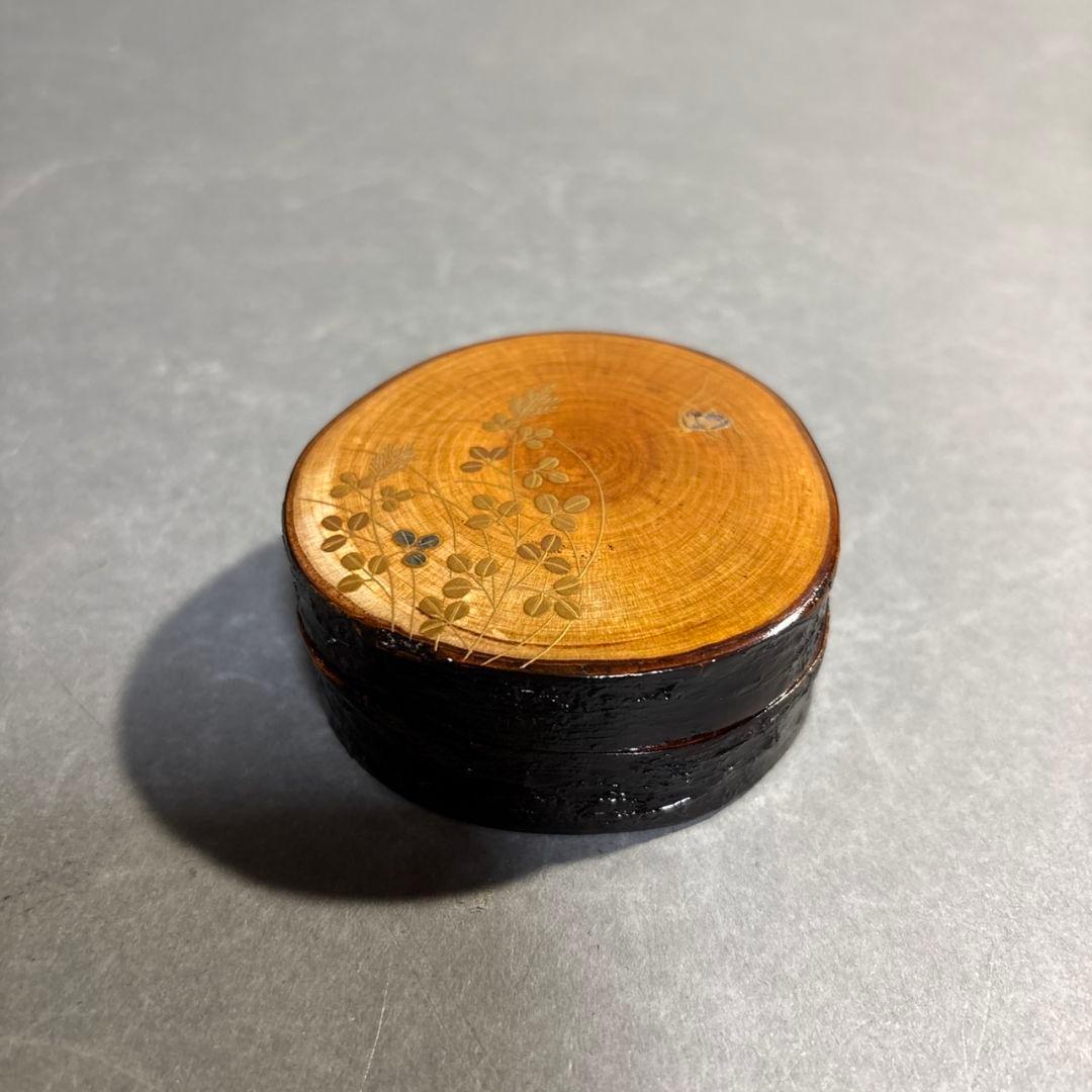 泰園　萩に虫　香合　共箱