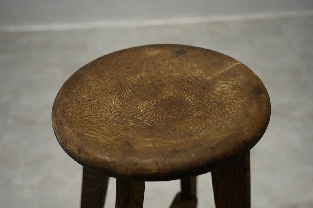 楢材　昭和初期　丸スツール　古木　椅子　レトロ