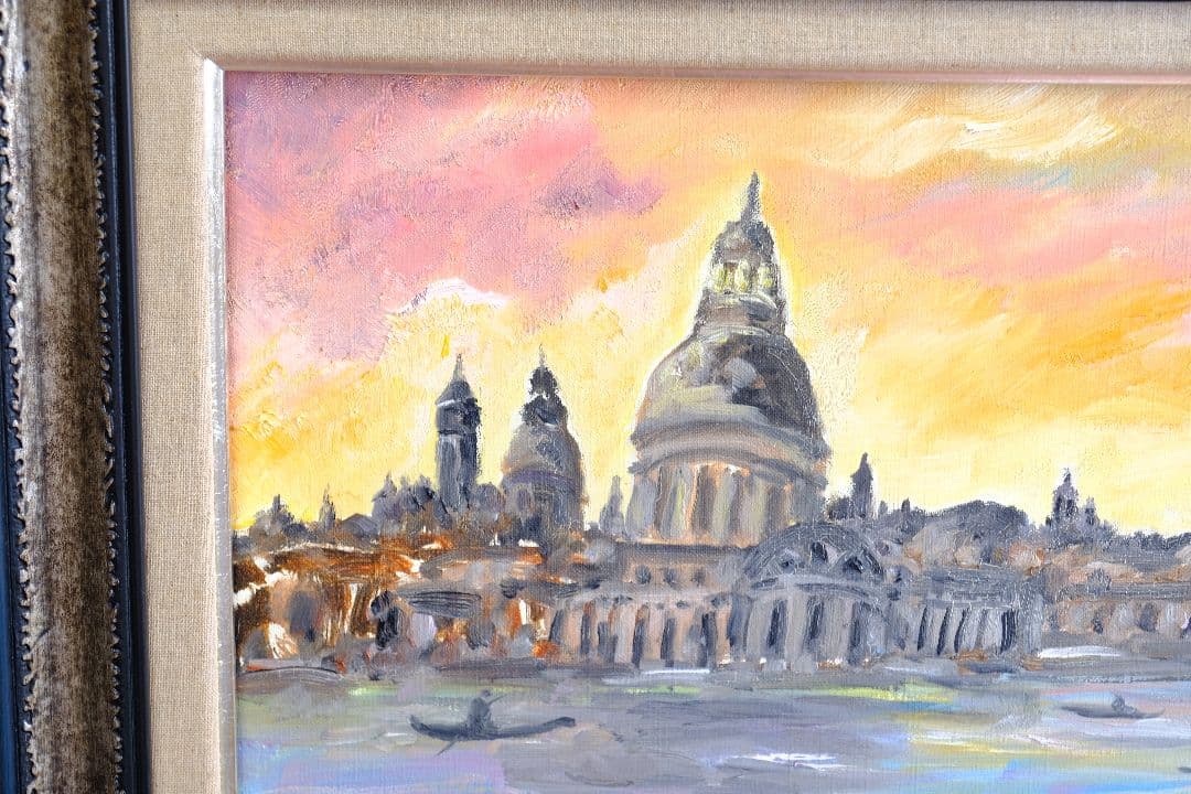 サンタ・マリア・デッラ・サルーテ聖堂　油絵　F6号　額縁付き