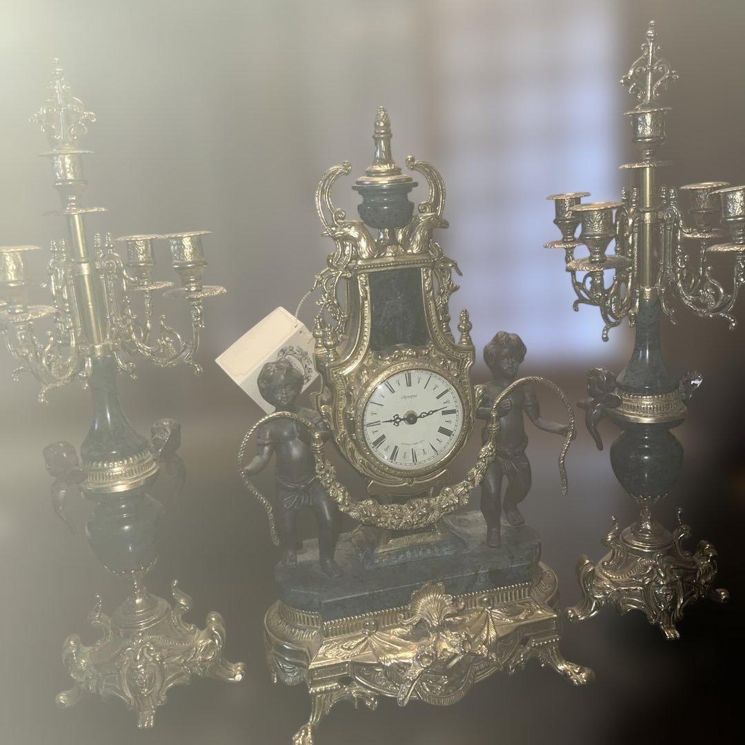 NEW CLASSIC 真鍮製置時計とキャンドルスタンドセット