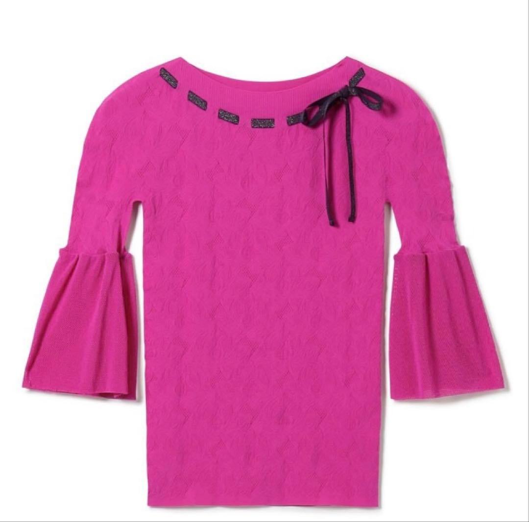 チャコット　ノーソーイングニット　フレアスリーブ　チェリーピンク