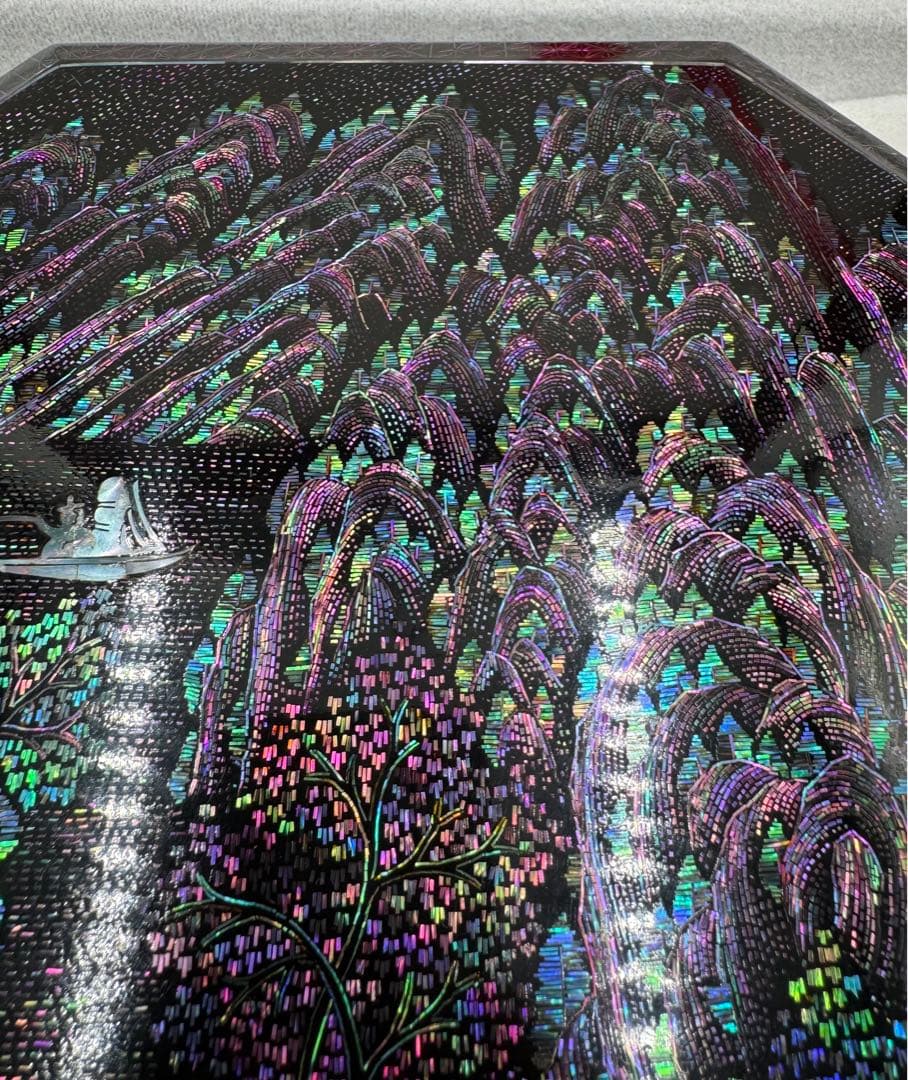 韓国製　八角螺鈿細工　漆器　螺鈿細工　小物入れ