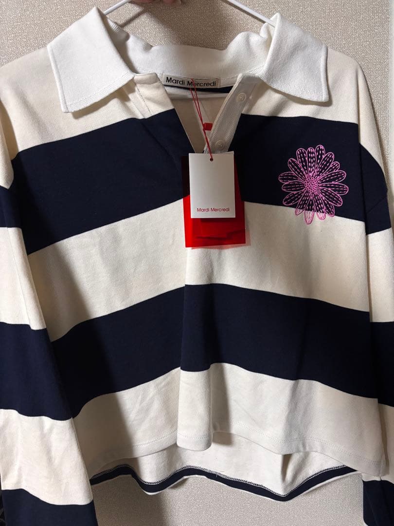 Mardi Mercredi ラガーシャツ ホワイト/ネイビー 新品