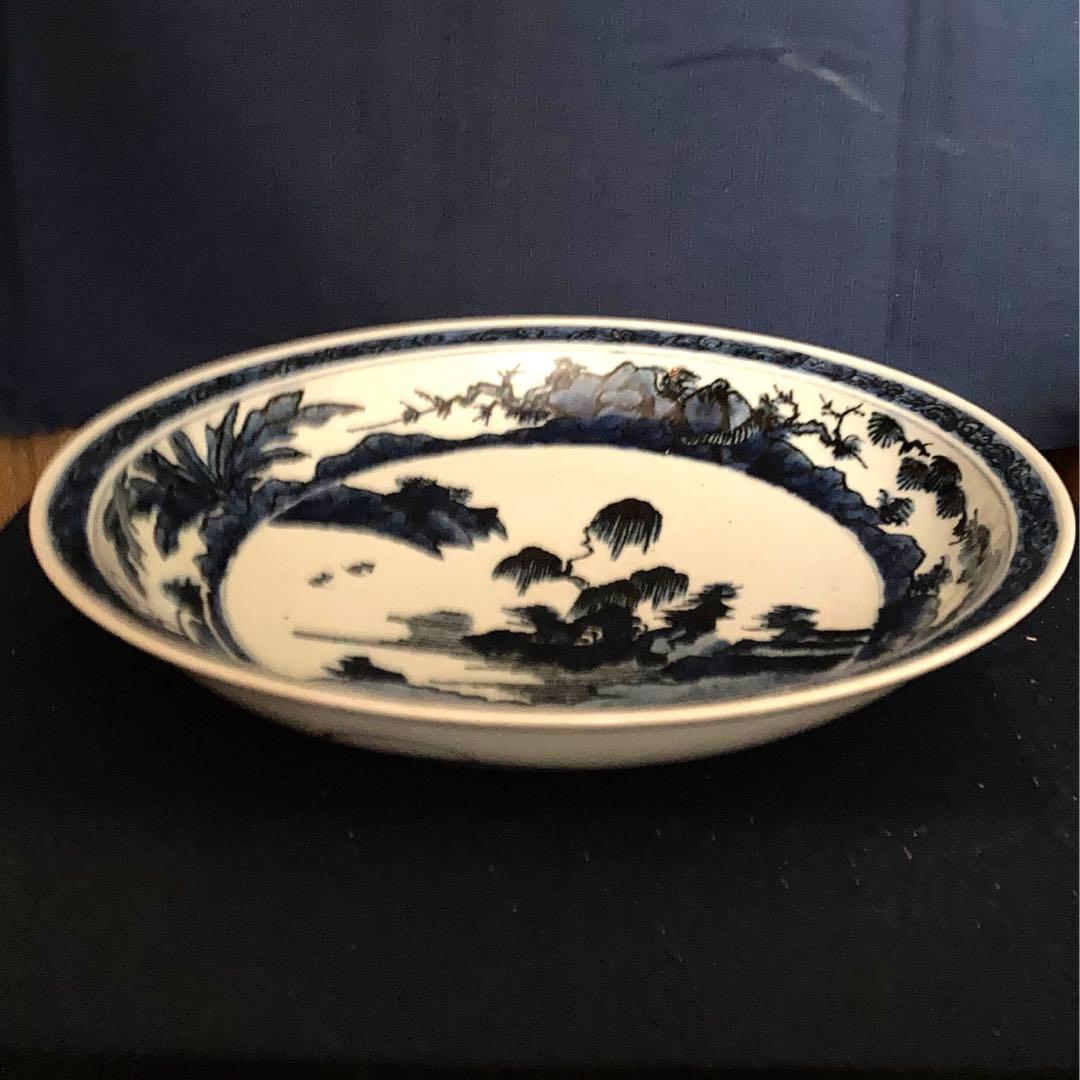 藍柿右衛門　蓬莱山水紋大皿　青花