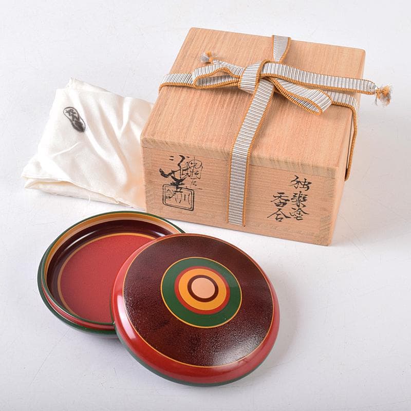 茶道具　五代　川端近左作　独楽塗香合　共箱　V　R8841