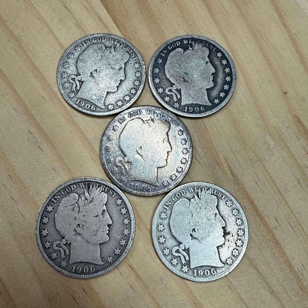 1906年 アメリカ合衆国 ハーフダラー 5枚セット