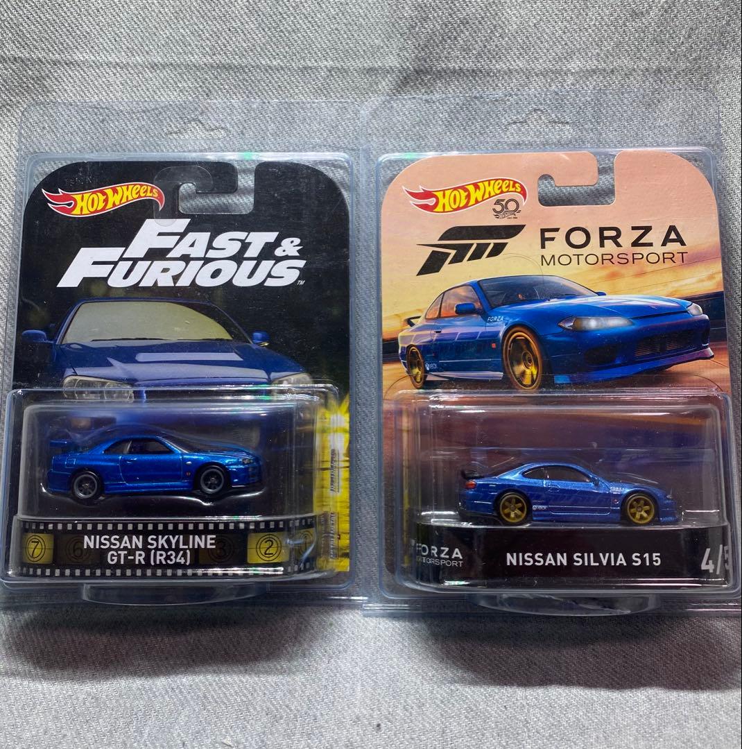 ホットウィール　日産スカイラインGT-R R34 & 日産シルビアS15 レトロ
