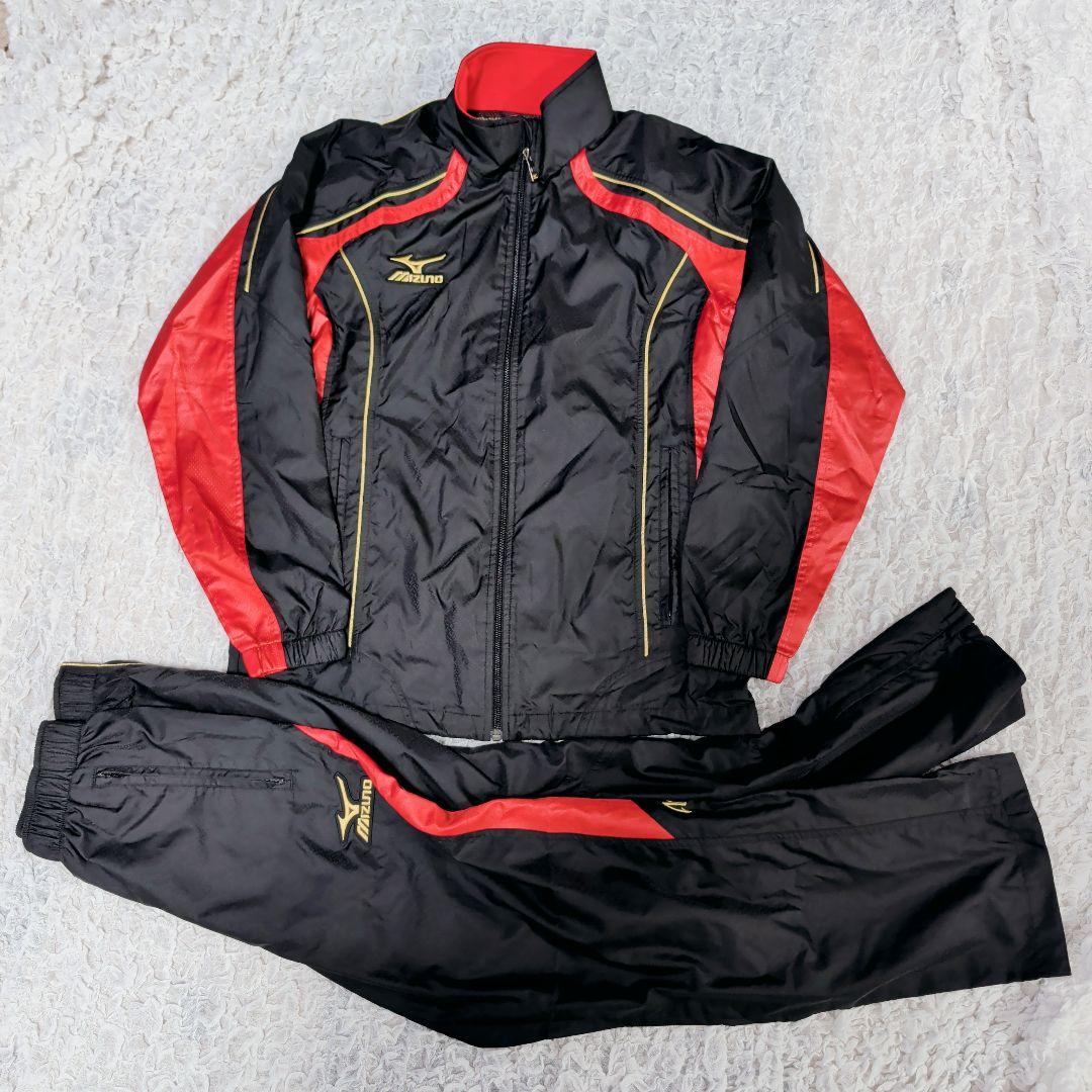 ミズノプロ ウィンドブレーカー セットアップ 上下M 黒×赤×金