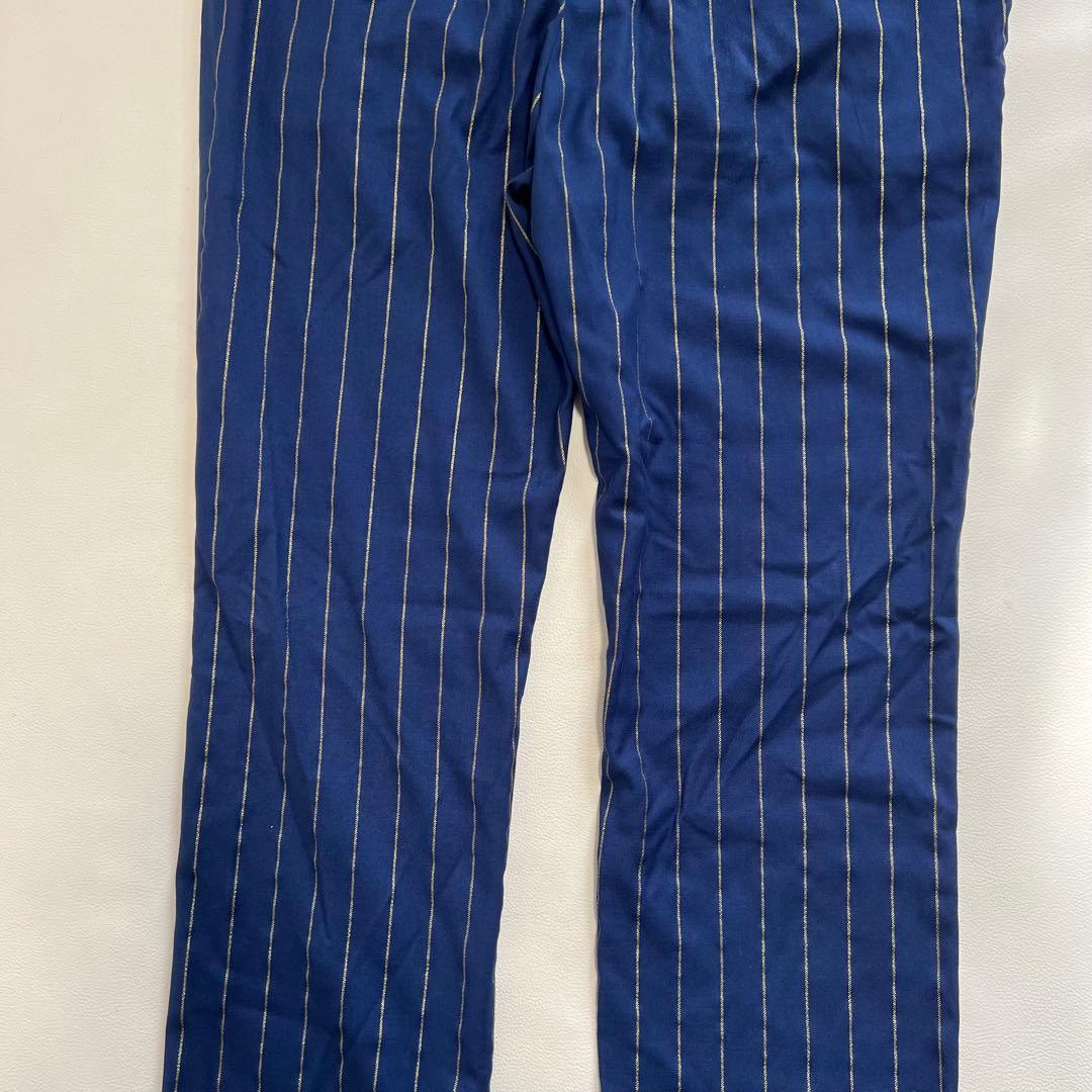 【大きいサイズ】パーリーゲイツ ゴルフパンツ ストライプ 紺×金 花柄 伸縮性