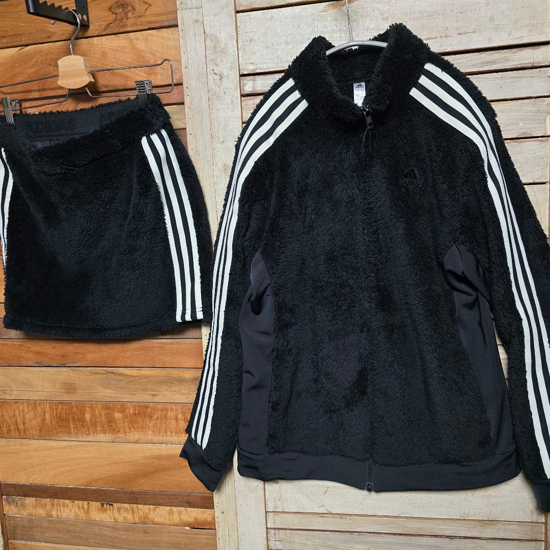 アディダス ゴルフウェア ボアジャケット×スカート 上下セット モコモコ L