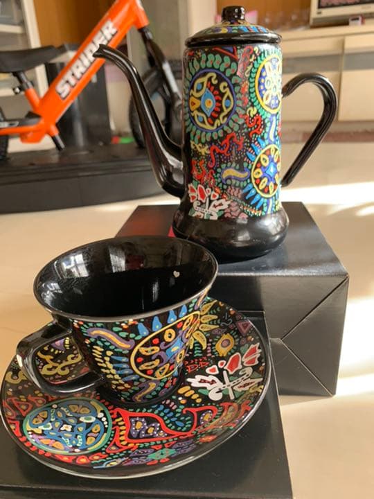 未使用！hide サイケ柄ホーロー＆カップset