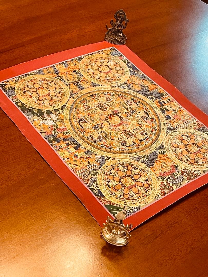 チベット密教 手描き曼荼羅（マンダラ）タンカ 新品・一点物 肉筆画 D5