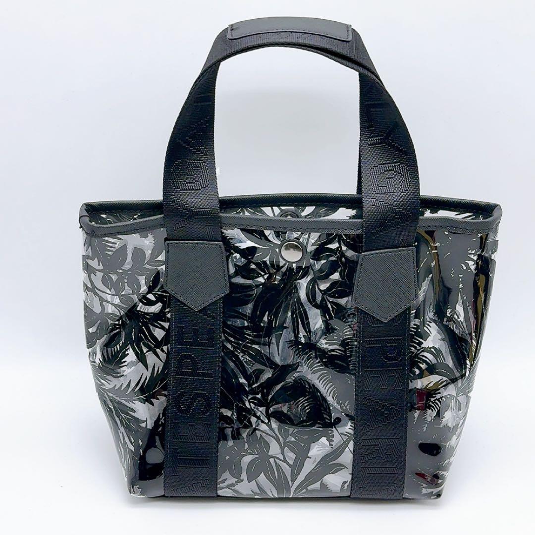 パーリーゲイツ ラウンドバッグ トート 黒 ボタニカル 総柄 新品クリア カート