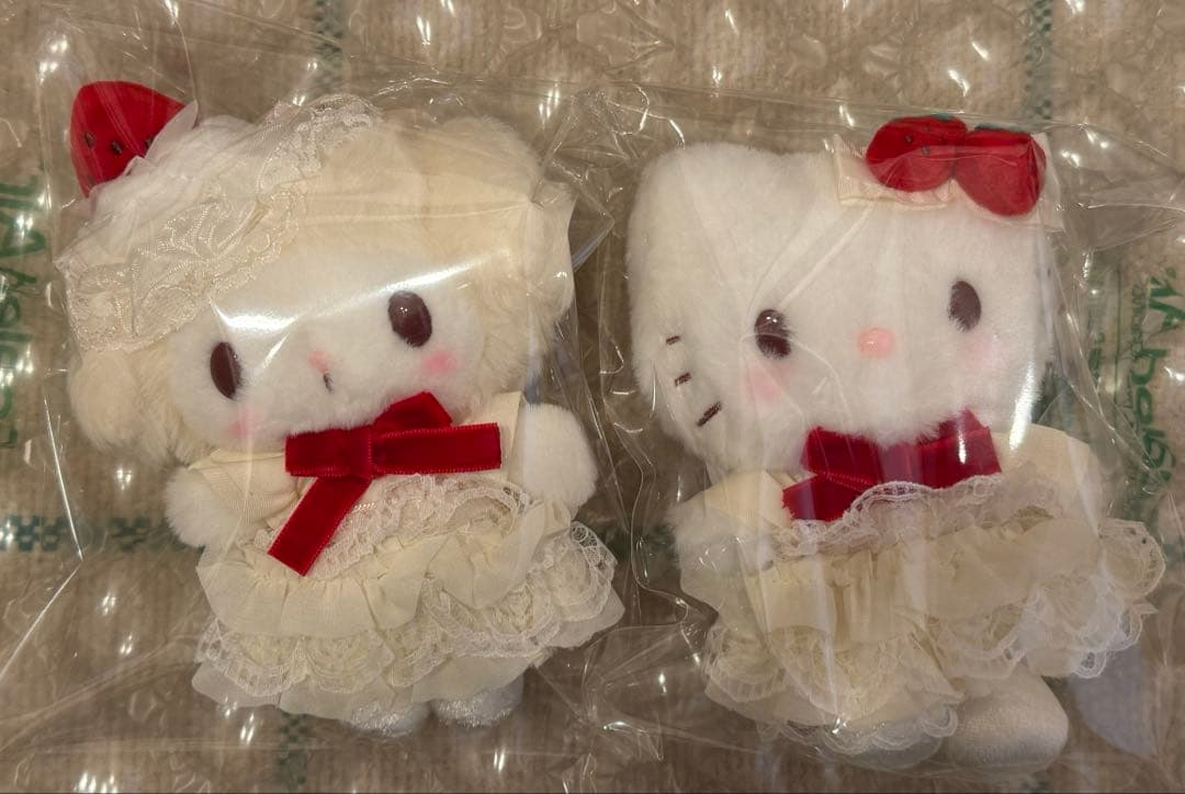 マイメロディ ショートケーキ マスコット バッグチャーム マイメロ キティ　2点