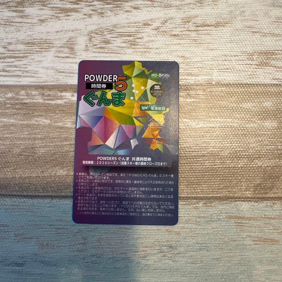 群馬パウダー5 共通時間券 20時間　パウダー5
